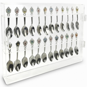 Clear wall mounted acrylic souvenir spoon box 