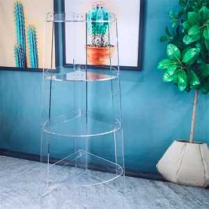 Triangle floor corner 4 tiers acrylic book shelf 