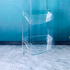 Triangle floor corner 4 tiers acrylic book shelf 