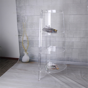 Floor corner 4 tiers acrylic bookshelf display stand 