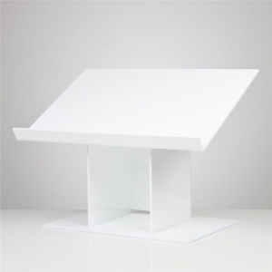 white mini acrylic portable countertop lectern for office use 