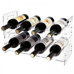 Stackable 3 tiers clear acrylic wine bottle rack 
