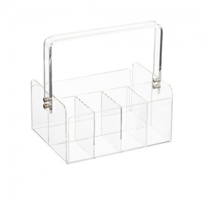 Customized Clear Acrylic Portable Flatware Caddy 