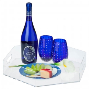 Stackable hexagonal acrylic decorative tray 
