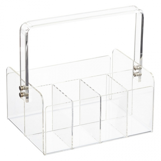 Factory Price Acrylic Silverware And Napkin Caddy Flatware Canddy