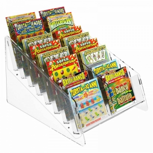 8 tier clear plexiglass countertop acrylic scratch card display 