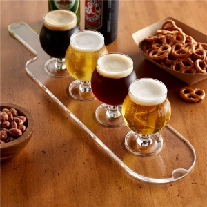 cheap wholesale clear acrylic beer wine bottle flight paddle for restaurant 