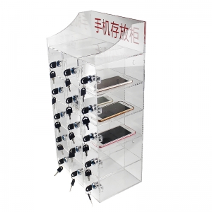 15 slots transparent clear acrylic phone storage box plexiglass display case with lock 