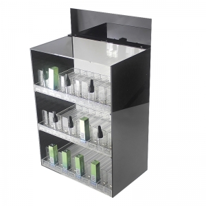 customize retail case 10ml 30ml E-liquid tray clear acrylic liquor bottle display stand with pusher 