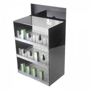 customize retail case 10ml 30ml E-liquid tray clear acrylic liquor bottle display stand with pusher 