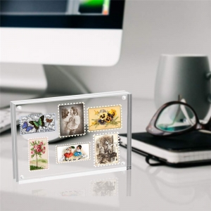 Double sided perspex block photo frame 