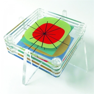 custom clear plastic cup holder clear blank acrylic cup printing coaster 