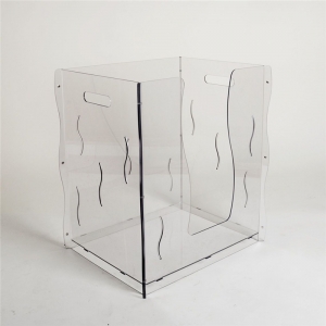 Clear unique acrylic pillow retail display bin tray 
