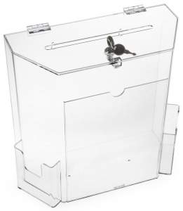 handmade plexiglass suggestion case black acrylic donation lockable box with brochure holder 