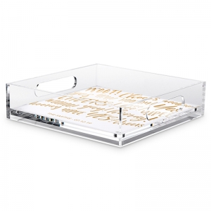 Clear DIY rectangle acrylic serving tray with insert 