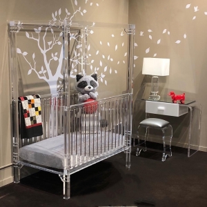 Luxury wholesale clear acrylic baby crib with canopy 