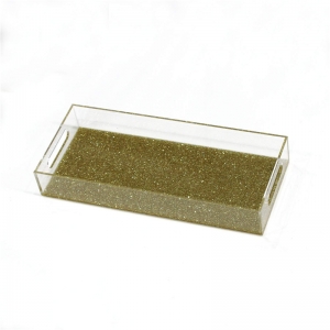 Spill proof flower pattern acrylic serving beverage trays 