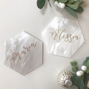 handmade plexiglass cup mat custom hexagon acrylic coasters 