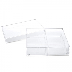 4 compartments clear acrylic BBQ tray with lid 