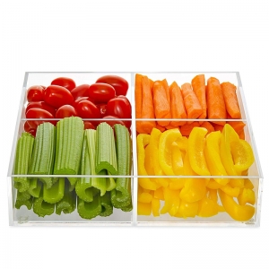Luxury clear multifunctional acrylic BBQ serving tray with dividers 