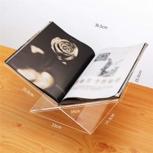 Detachable luxe custom acrylic book holder magazine stand 