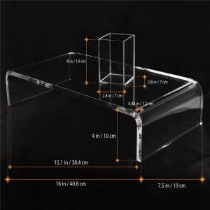 Handmade clear acrylic computer monitor stand perspex shelf 