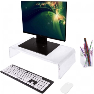 U shaped custom acrylic monitor stand lucite coffee table 