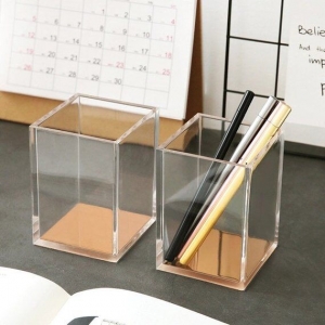 Handmade manufacture transparent plexiglass pencil cup 