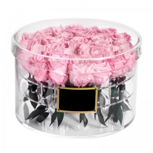 Luxe clear round 21 holes acrylic rose flower box 