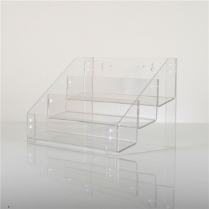 Transparent 4 tiers retail acrylic brochure display stand 