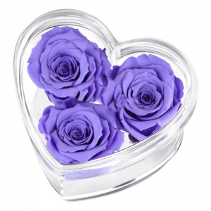 Luxury clear hearted shaped acrylic rose flower box plexiglass gift box 