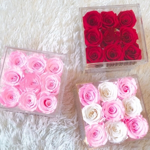 factory wholesale luxury 9 holes acrylic flower rose gift box with drawer 