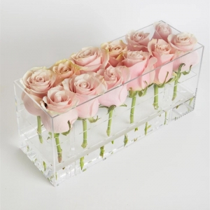 wholesale luxury waterproof 12 rose acrylic flower rose packaging box 