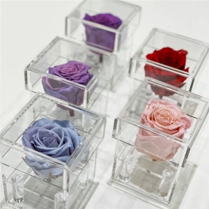 Mini clear acrylic rose box perspex flower case 