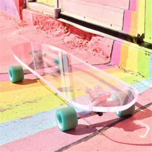 Wholesale custom clear acrylic plexiglass skateboard 