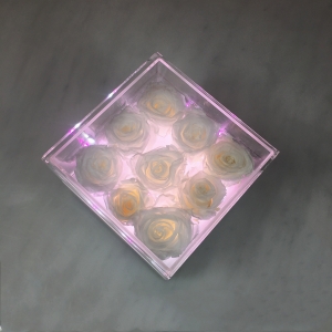 Yageli customized acrylic eternal rose flower box for gift with LED light 