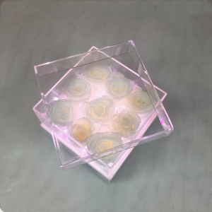 Yageli customized acrylic eternal rose flower box for gift with LED light 