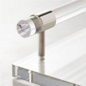 Wholesale rectangle plexiglass acrylic serving tray with gold handles 