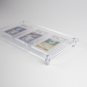 Wall mounted anti-UV acrylic 3 PSA graded cards stand 