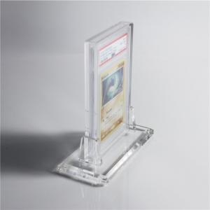 Transparent acrylic single PSA display case box with base 