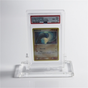 Clear wholesale lucite acrylic PSA graded card case box with stand 