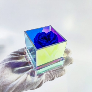 Iridescent color acrylic rose box perspex flower cases 