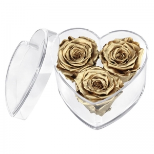 Heart shaped clear 3 holes acrylic rose flower boxes 