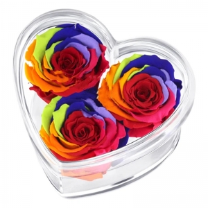 Heart shaped clear 3 holes acrylic rose flower boxes 