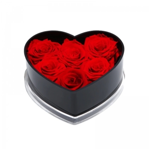 Heart shaped clear wholesale acrylic rose flower boxes for 6 roses 