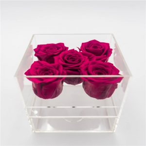 delux boutique 4  5 holes acrylic roses box with drawer for short stems flowers 