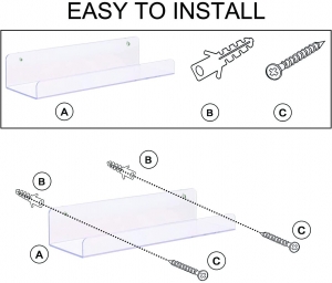 Floating Wall Mounted Shelves,Invisible Kids Book Shelf,5MM Thick Bathroom Shelves 