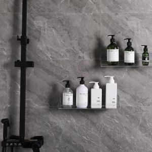 17 Inch Clear Acrylic Floating Shelves Wall Mounted Modern Display Racks 