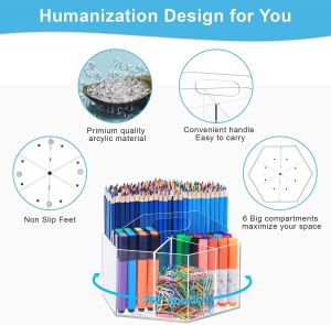 Acrylic Desktop Stationery Organizer Office Use Square Pencil Holder 