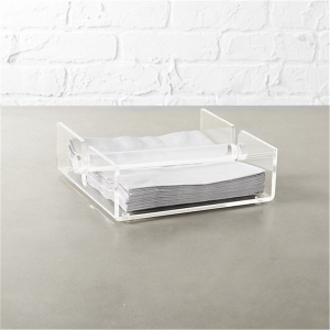 Wholesale square acrylic clear napkin holder dispenser with stick 